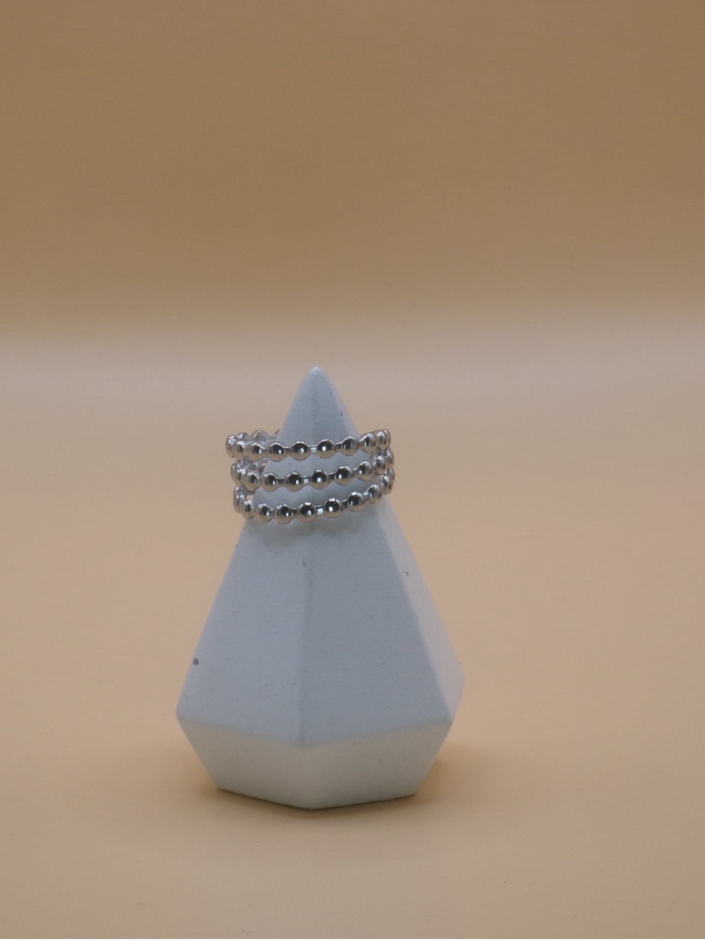 Adjustable Silvery Triple Bead Stack Ring